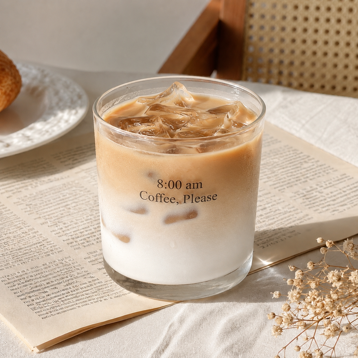 Creative letter iced coffee glass