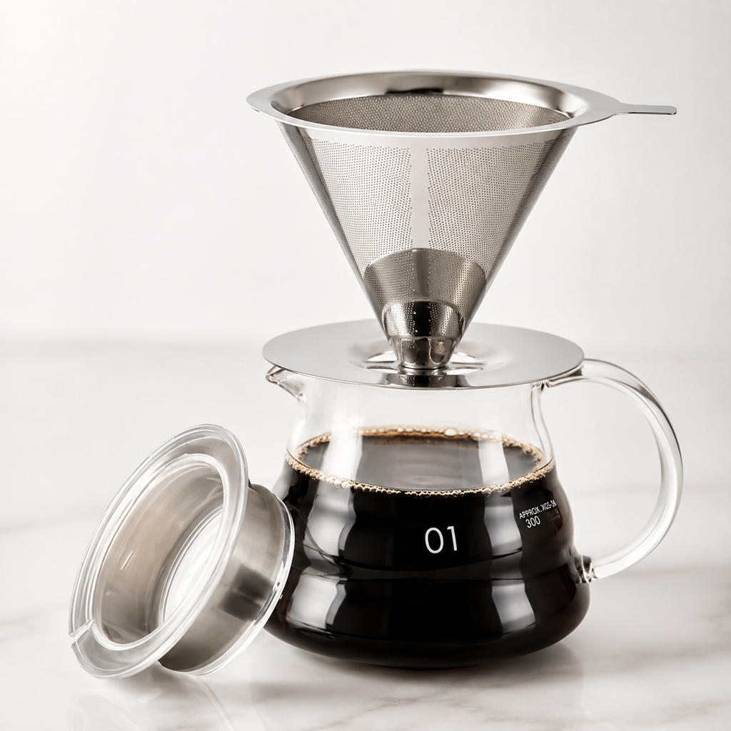 Reusable Coffee Filter Holder Double Layer Stainless Steel Coffee Tea Strainer Coffee Accessories Coffee Making Tool